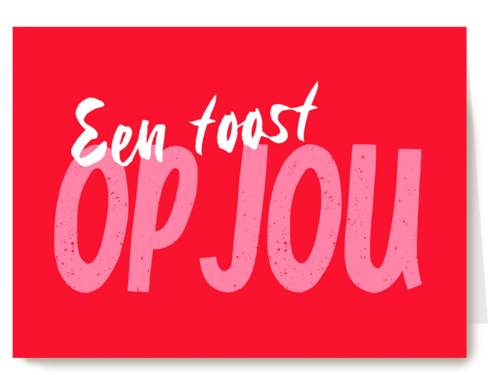 een toost op jou op rode achtergrond