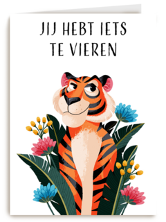 Verjaardagskaart Jij hebt iets te vieren tijger Folio