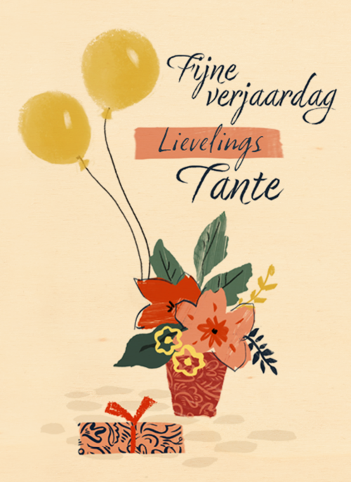 een bloemetje met ballonnen voor een tante