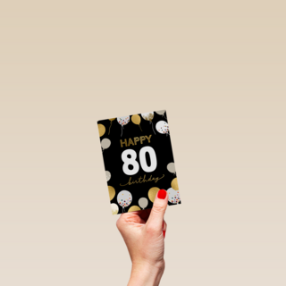 Verjaardagskaart ballonnen met leeftijd zwart