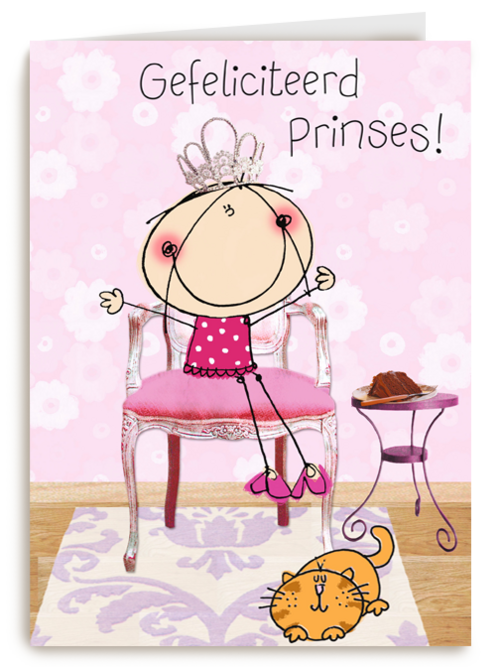 Verjaardagskaart Hallmark | Tekening Prinses Met Kat