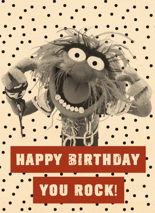 verjaardag kaart muppets animal happy birthday you rock