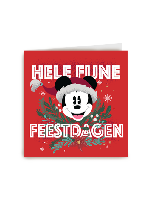 Kerstkaart Mickey Mouse hele fijne feestdagen