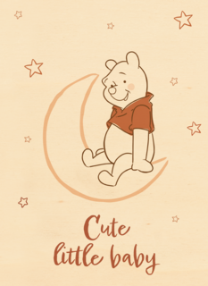 Cute little baby met Winnie the Pooh