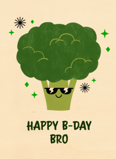 verjaardagskaart met broccoli