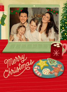 Kerstkaart laptop met foto