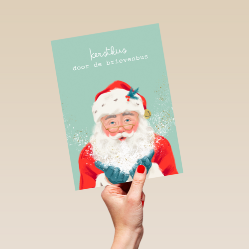 Kerstkaart kerstman kerstkus