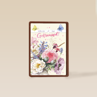 Huwelijkskaart 25 jaar getrouwd Marjolein Bastin