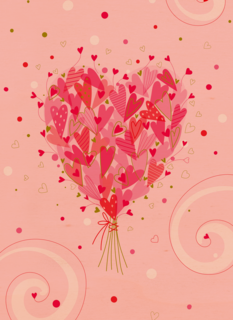 Liefde kaart bloemenhart boeket