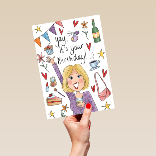 Verjaardagskaart vrouw Yay it is your birthday Matia Studio