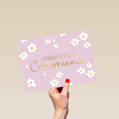 bloemenkaart gefeliciteerd met je communie