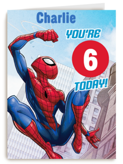 Spiderman verjaardagskaart 6 today