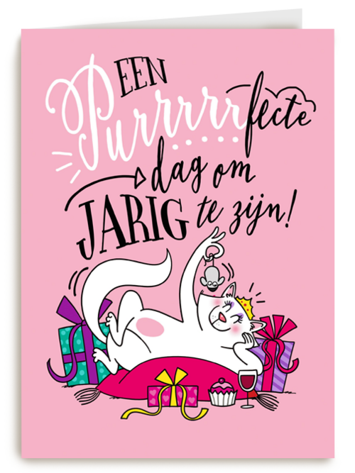 verjaardagskaart kat een purrrrrfecte dag om jarig te zijn