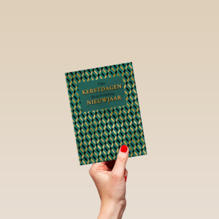 Stijlvolle kerstkaart groen met goud