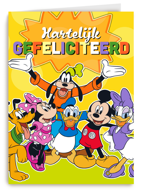 Verjaardagskaart Mickey en vriendjes