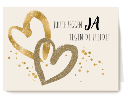 Jullie zeggen Ja tegen de liefde gouden harten