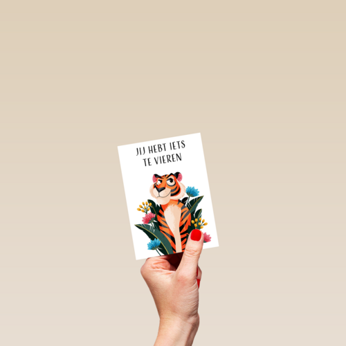 Verjaardagskaart Jij hebt iets te vieren tijger Folio