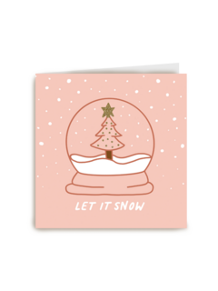 kerstkaart hip let it snow snowglobe