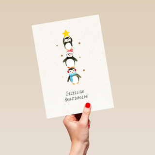 Kinderpostzegels Gezellige Pinguin kerstdagen