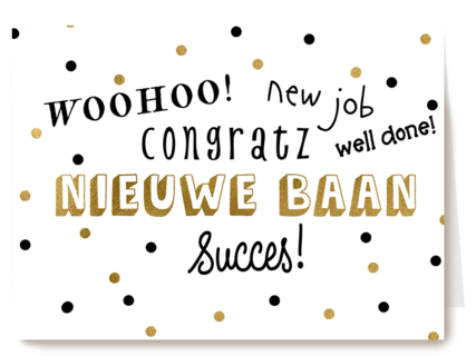 nieuwe baan kaart congratz