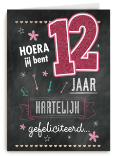 verjaardag leeftijden krijtbord 12