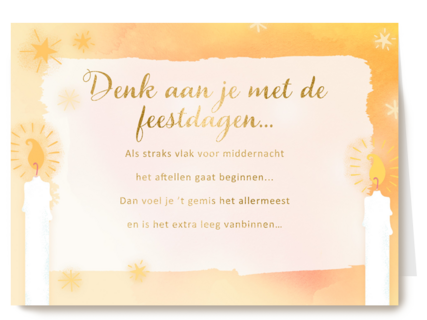 Kerstkaart speciale momenten Denk aan je met de feestdagen