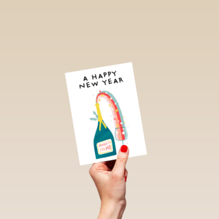 nieuwjaarskaart hip regenboog prosecco