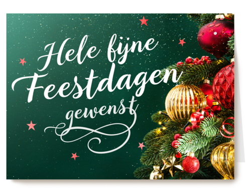 rijk versierde kerstboom met sierlijke tekst