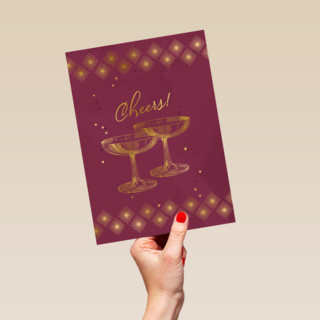 cheers with two glasses and golden stars