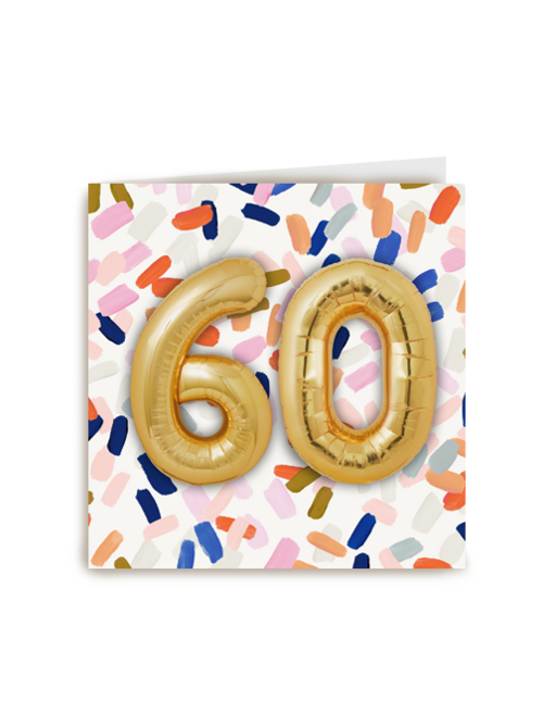 Verjaardagskaart gouden 60 met confetti