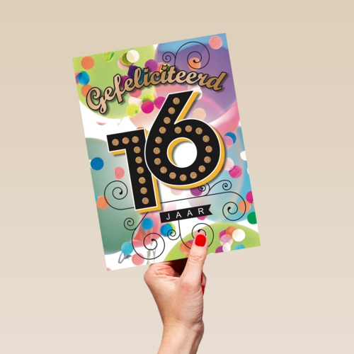 jarig leeftijd 16 zestien gefeliciteerd jaar