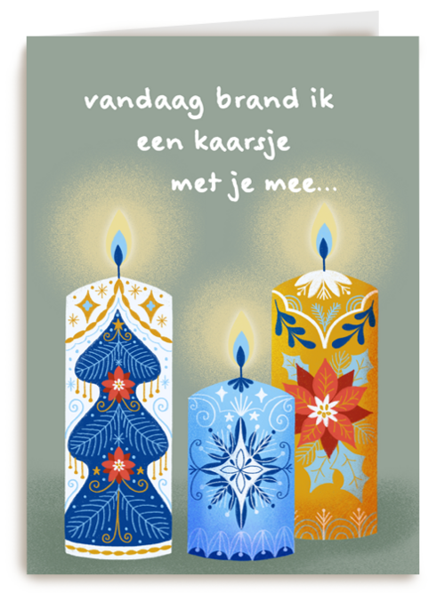Kerstkaart vandaag brand ik een kaarsje met je mee