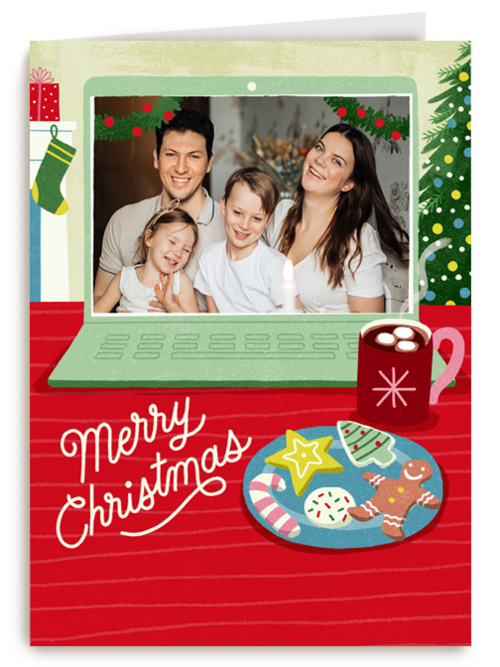 Kerstkaart laptop met foto