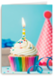 Verjaardagskaart man klassiek cupcake met kaarsje