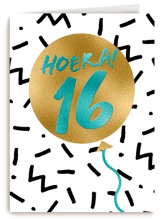 Verjaardagskaart hoera 16 tiener jongen