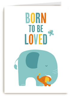 Geboortefelicitatie born to be loved olifant