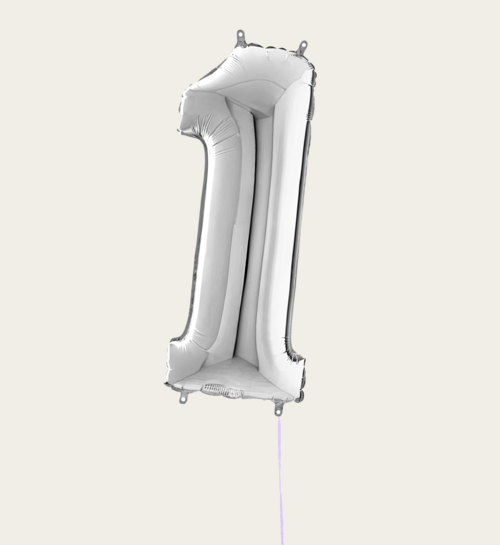 Cijferballon 1 Jaar Zilver XL