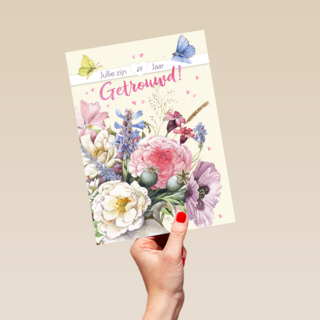 Huwelijkskaart 25 jaar getrouwd Marjolein Bastin