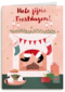 kerstkaart met kerstman in de schoorsteen