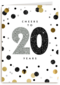 Verjaardagskaart leeftijden Cheers to 20 years wit en goud