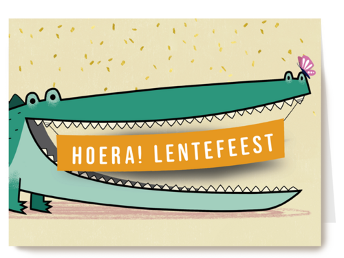 Kaart Hallmark | Lentefeest | Hoera Lentefeest Krokodil