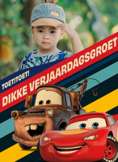 Cars verjaardagskaart foto McQueen en Takel