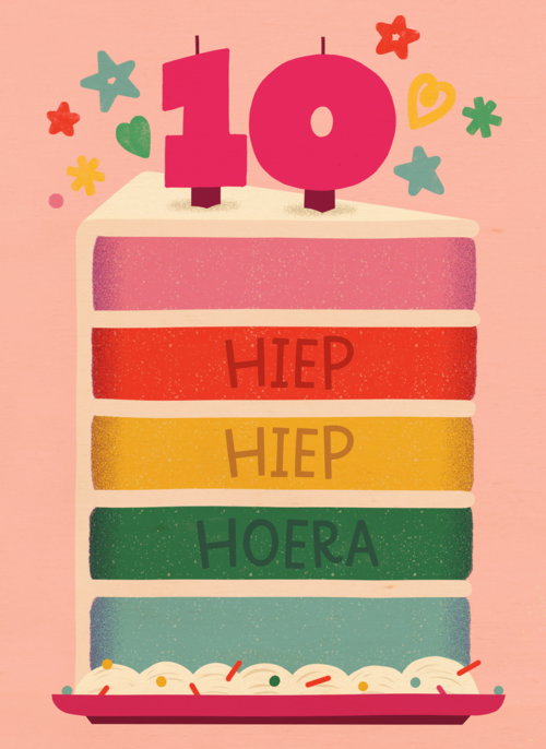 Hiep Hiep Hoera 10 jaar meisje