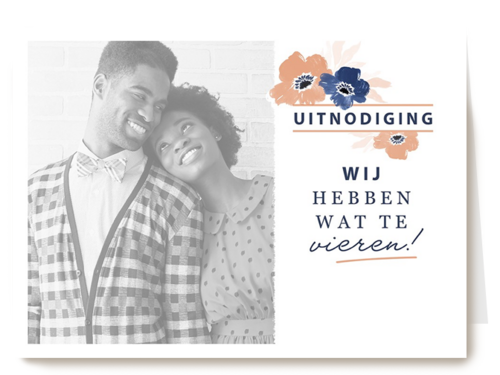 neutrale bloemen uitnodiging voor feest