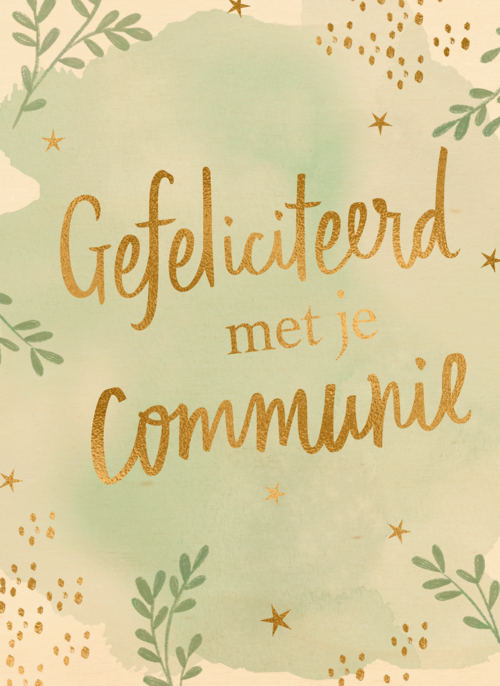 Houten Kaart Communie | Houten Kaart Hallmark | Communie | Gefeliciteerd Met Je Communie Groen