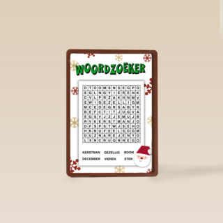 Kerstkaart hart onder de riem Woordzoeker