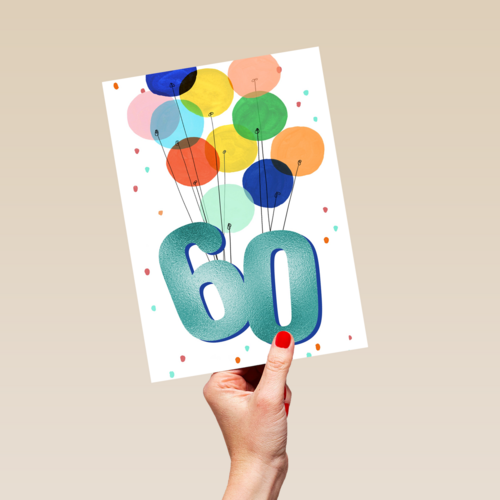 Verjaardagskaart 60 met ballonnen