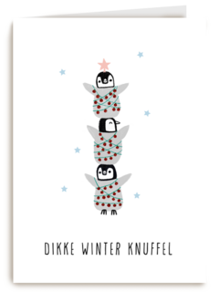 bikke winter knuffel pinguin kaart