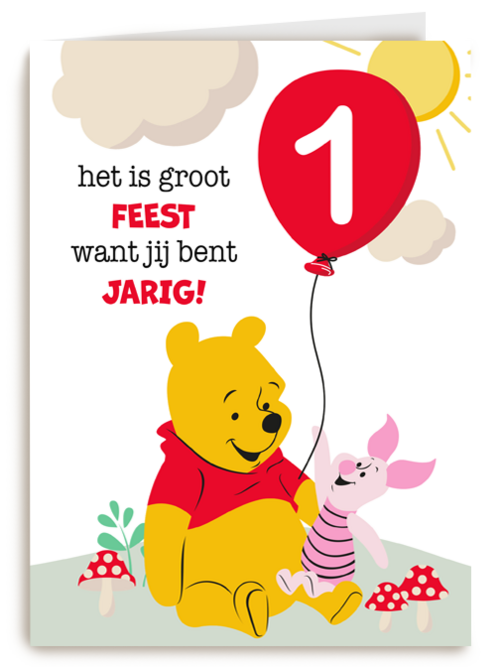 Verjaardagskaart Poeh 1 jaar