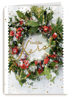 kerstkaart klassiek vrolijke kerst kerstkrans